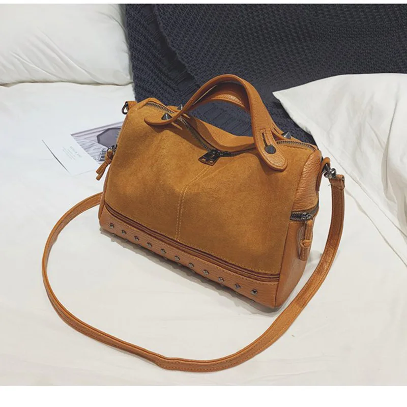 Новая Ретро ПУ сумка на плечо заклепки матовая Кроссбоди Сумка скраб локомотив