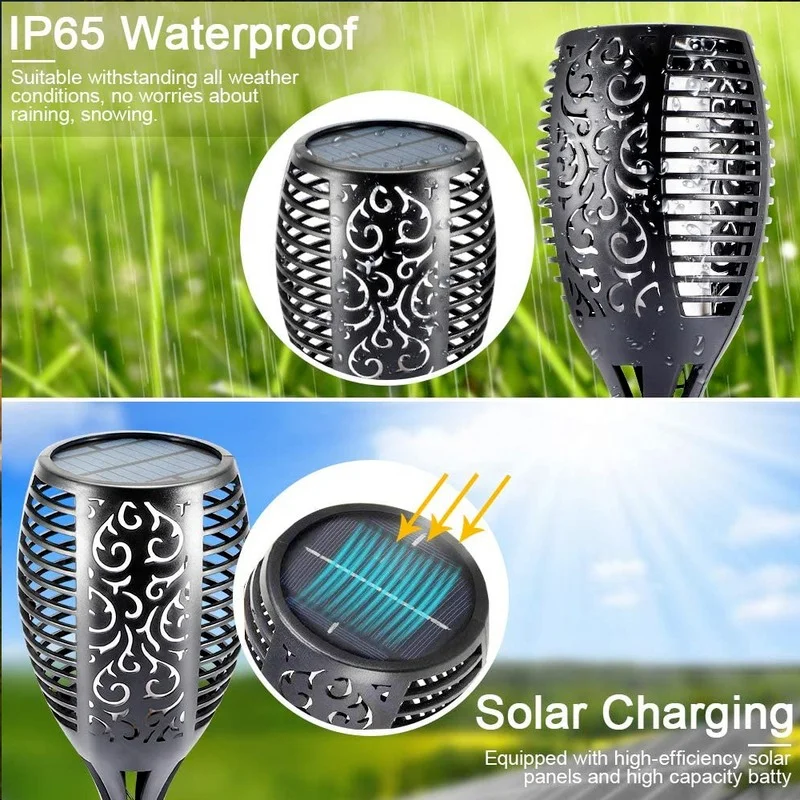 

12/33 LED Lawn Solar Flame Outdoor Light Torch Safety IP65 Waterproof Flickering Garden Courtyard Decor Automatic Landscape Lamp