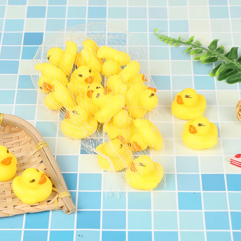 20pcs/bag Rubber Yellow Duck Baby Shower Water Toys Children Gift Baby Bath Toys duck bathroom