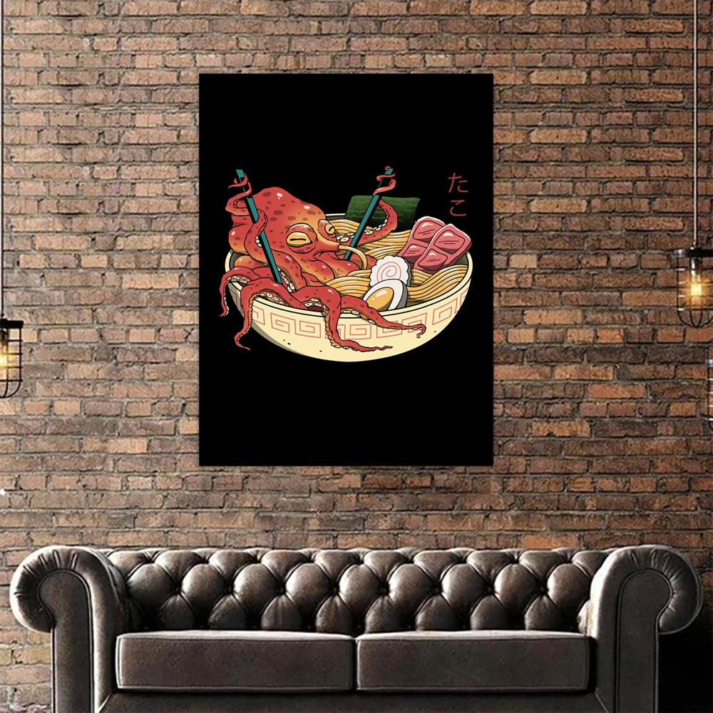 

Canvas Pictures Home Decor Japanese Style Cartoon Squid Ramen Paintings Wall Art Prints Modern Poster Modular Bedside Background