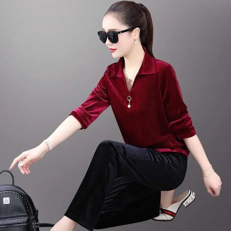 

Spring / Fall/2020 Women's Brand Velvet Fabric Tracksuits Solid Color Velour Suit Women Track Suit Hoodies And Pants Sapphire K