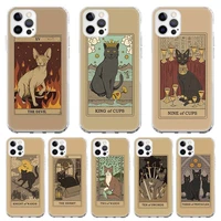 silicone case coque for iphone 13 pro max 11 12 pro xs max x xr 7 8 6 6s plus se 2020 tarot card cute cats back cover funda