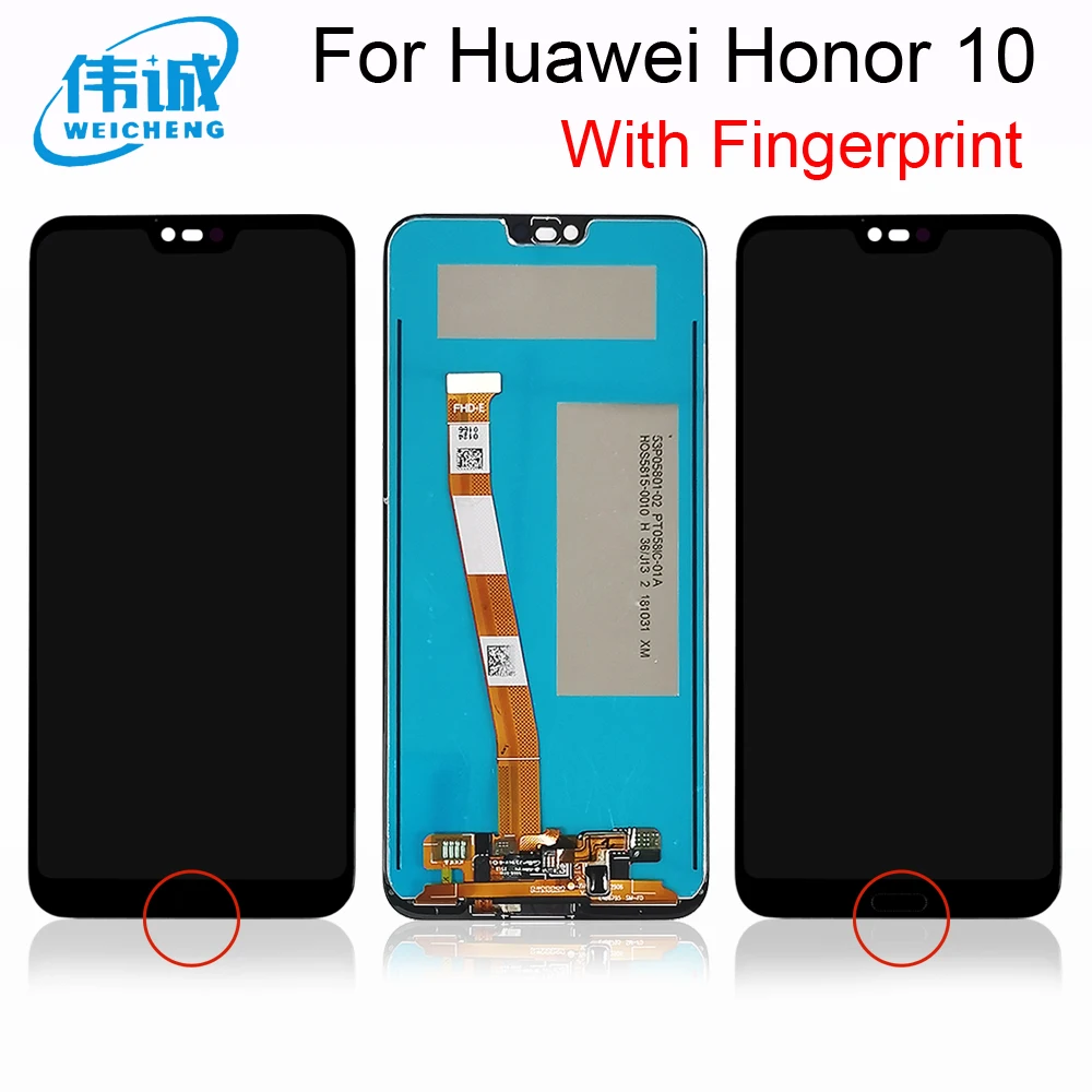 ЖК-дисплей для HUAWEI Honor 10 сенсорный экран на Col-L29 с отпечатком пальца | Мобильные