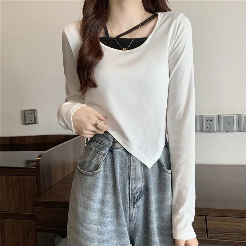 

Женская короткая футболка с длинным рукавом, с длинным рукавом