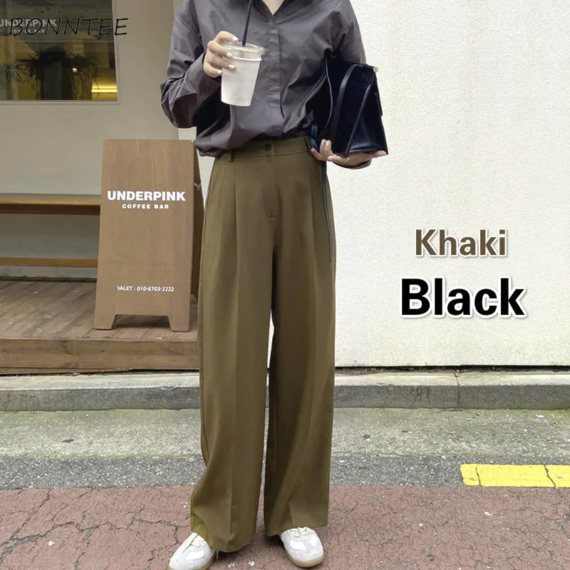 

Винтажные брюки, женские, весенне-осенние, шикарные, повседневные, мягкие, Корейская женская одежда, универсальные, популярные, свободные, ж...