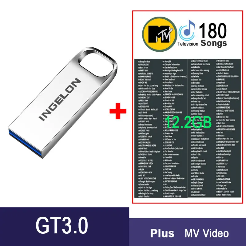 CT3.0 Plus MV Ingelon флэш-накопитель 64 ГБ 3,0 флэш-накопитель 16 Гб оперативной памяти, 32 Гб встроенной памяти, 64 ГБ металлическая светящимся принтом для клубных DJ Cle USB флеш-накопитель автомобиля DJ флэш диск на ключ MTV USB3.0 - Цвет: CT3.0 Plus MV