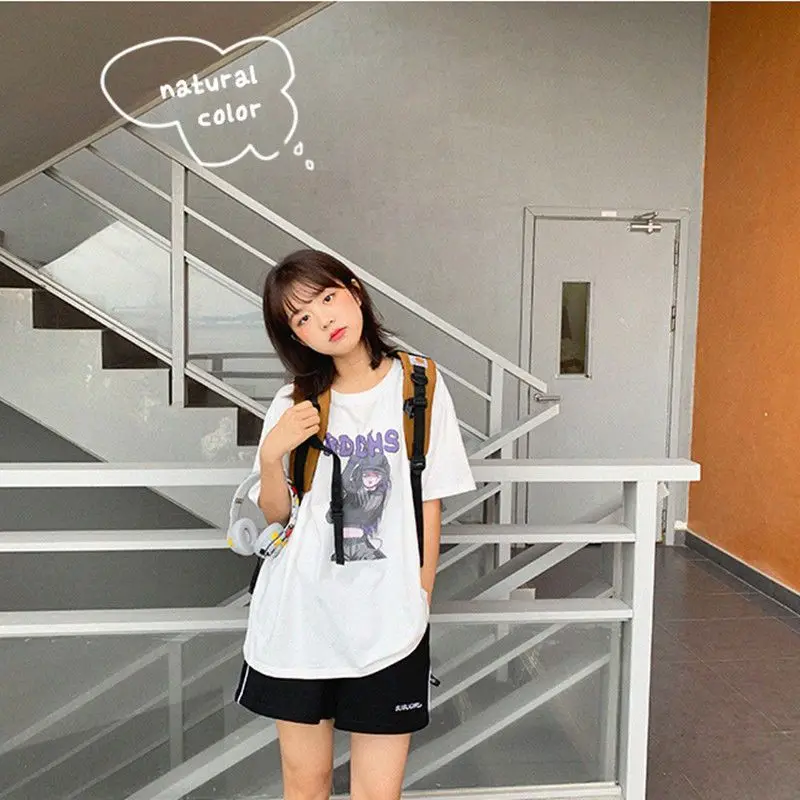 

T-shirt Female Cotton Spring And Summer New Fashion Korean Cartoon Printing Loose Short Sleeve Half Sleeve Top Student Harajuku