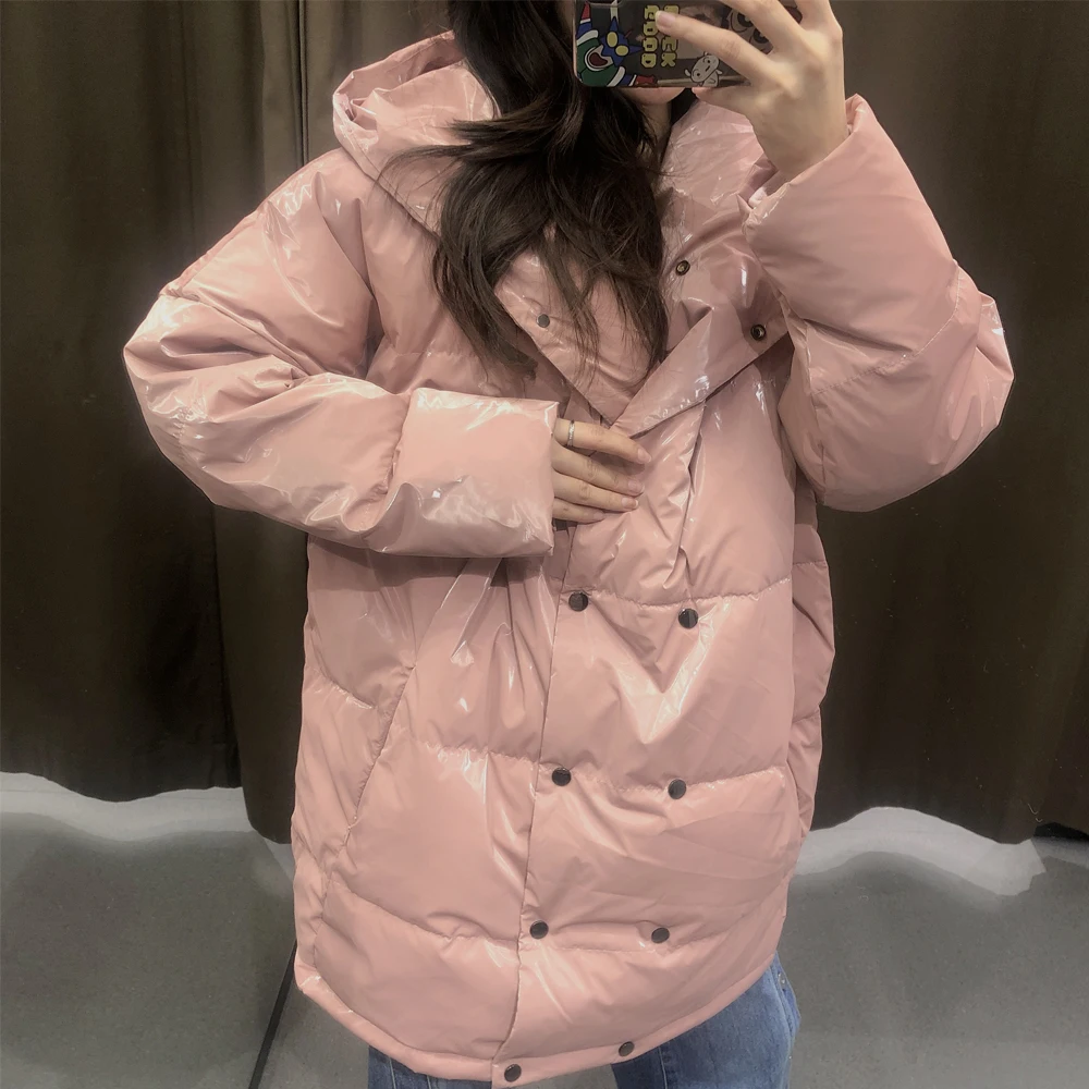 

2020 autumn and winter new popular women's hooded cotton coat long-sleeved thickened large size warm solid color fashion casual