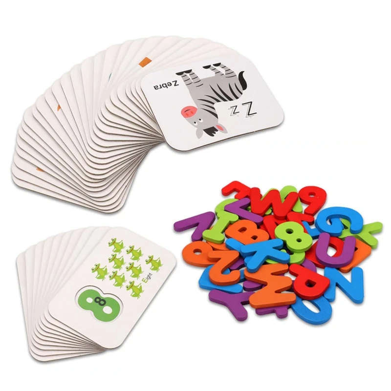 

Alphanumeric Matching Cognitive Card Set Double Sided 3D ABC Alphabet Words Numbers Kids Early Learning Educational Toys