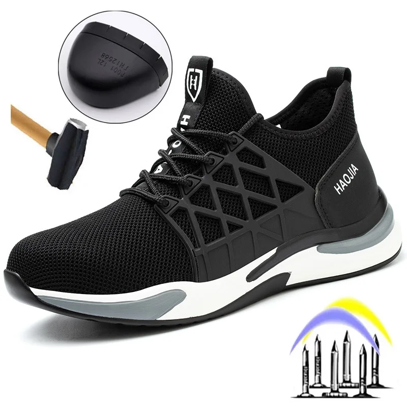 

Breathable Men Work Safety Shoes Anti-smashing Steel Toe Cap Working Boots Construction Indestructible Work Sneakers