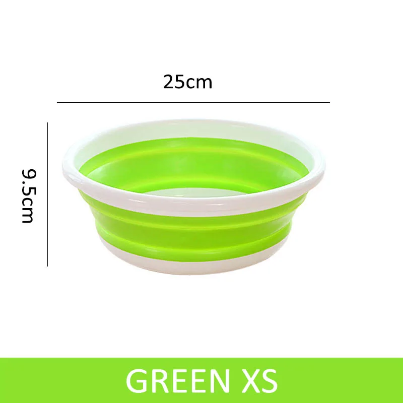 green XS 1 шт. складное ведро, портативные складные раковины для мытья автомобиля, инструмент для мытья овощей, фруктов, таз большой емкости, бытовые чистящие средства - Цвет: green XS