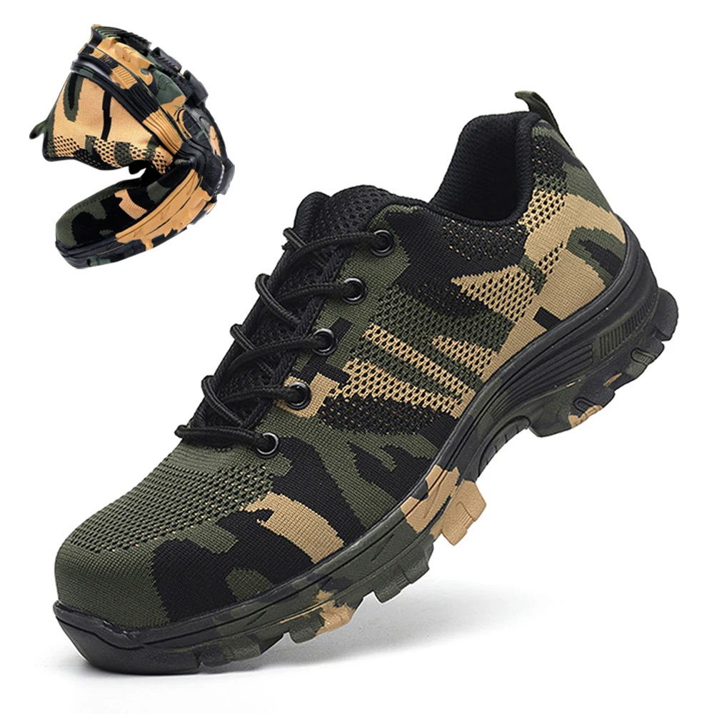 zuoxiangru Camo Safety Work Shoes Boots For Men Male Protective Steel Toe Cap Anti-Smashing Construction Snea | Обувь