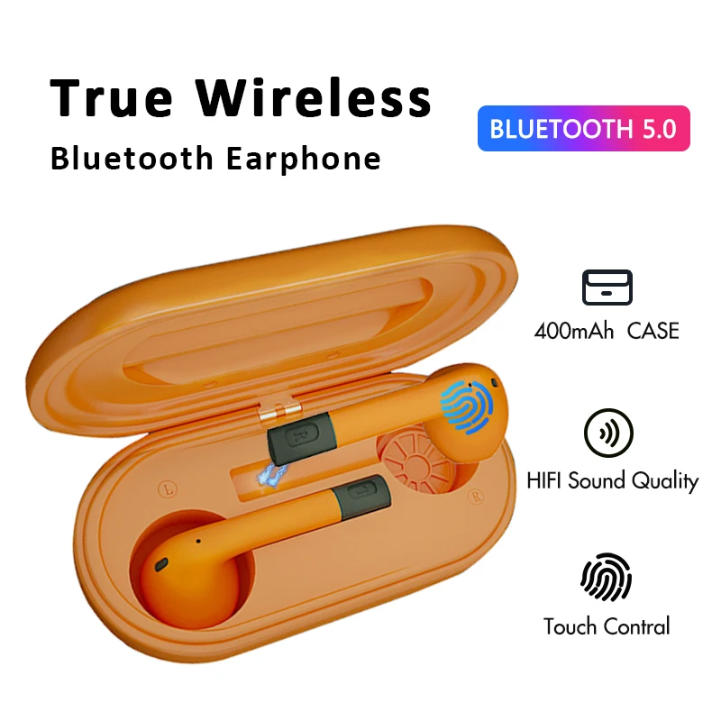 Размер Беспроводной Bluetooth Наушники Hi-Fi Bluetooth 5,0 с 400 мА · ч зарядный Чехол сенсорный Управление голосового помощника