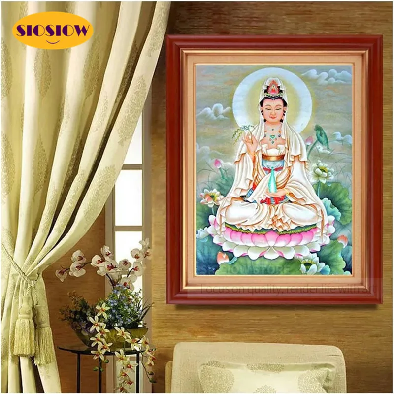 5D DIY религиозная алмазная живопись Kwan Yin Bodhisattva полное сверление 3D Китайская