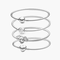 loveright round love snitch buckle pulsera pan style smooth bangle 925 silver original women charms jewelry making wholesale