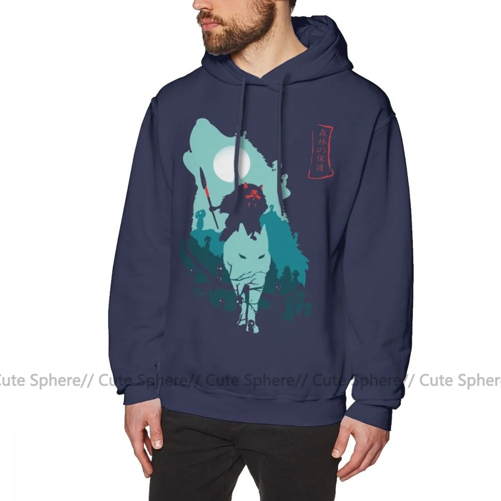 Mononoke/худи принцессы Mononoke; толстовки; Повседневная Уличная одежда; пуловер с капюшоном; Хлопковая мужская синяя теплая толстовка с длинным рукавом больших размеров - Цвет: Navy Blue