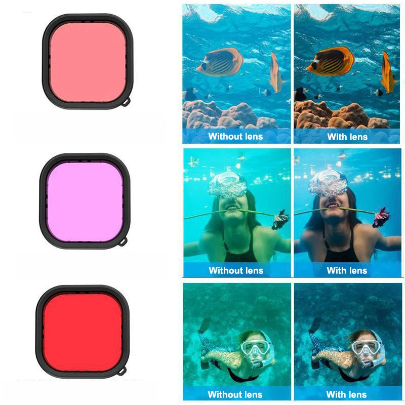 Профессиональный фильтр для дайвинга 3 шт./компл. подводный красный фиолетовый