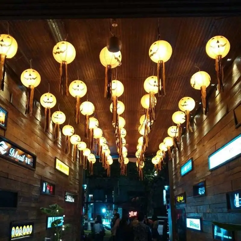 Вечерние бумажные фонари для декора Хэллоуина светодиодный лампион подвесной