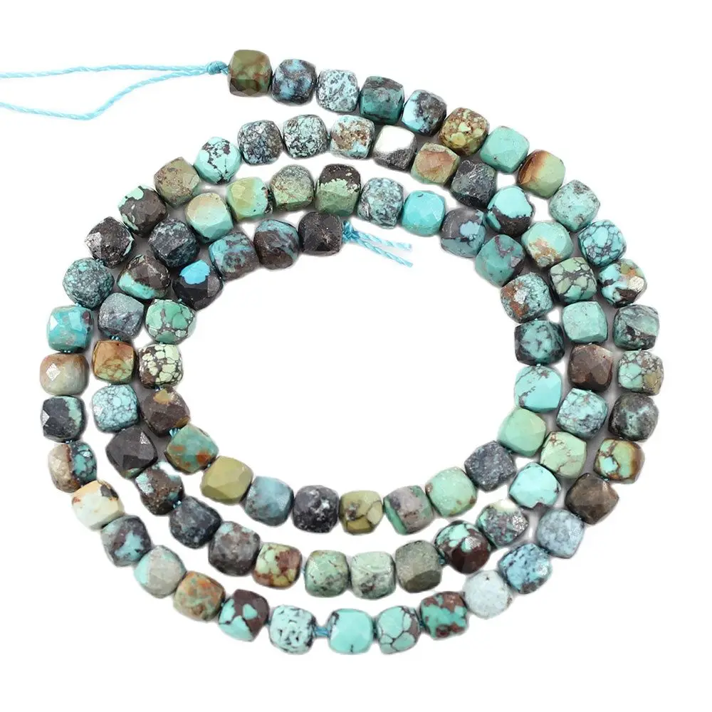 

APDGG Natural Stone 4MM Faceted Cubic AfricaTurquoise Loose Beads 15.5" Strands For Necklace Bracelet Jewelry Making DIY