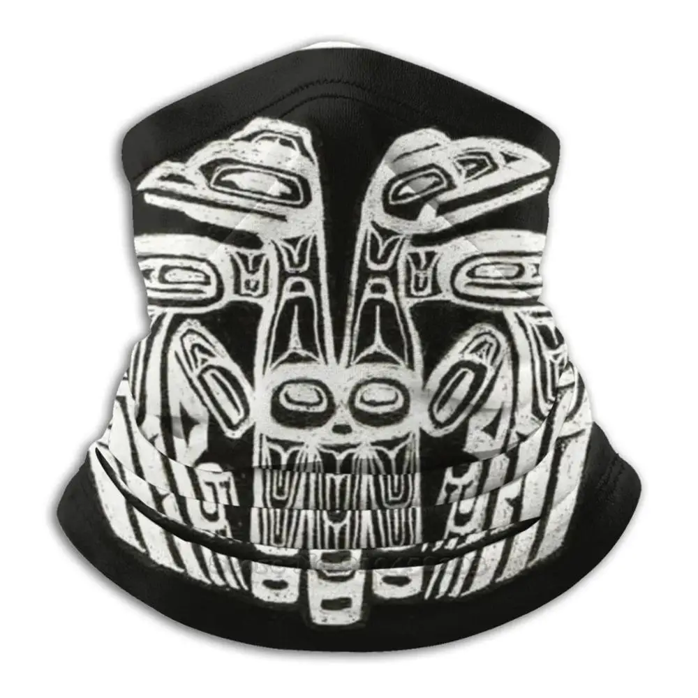 

Raven And Rook Haida Neg Image Scarf Bandana Headband Outdoor Climbing Warmer Face Mask Raven Rook Haida White Black Northwest