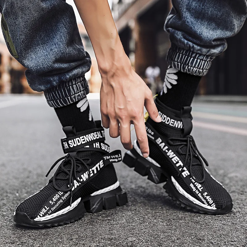 Men's Large Size Sneakers Casual Men's Socks Shoes Breathable Masculino Adulto High-Top Sneakers Zapatos Hombre Sapatos