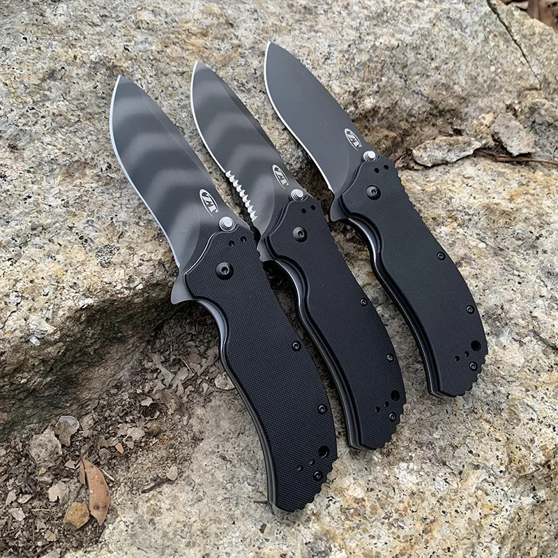 

New ZT 0350 pocket knife G10 handle tiger pattern blade utility outdoor high hardness edc hunting knife