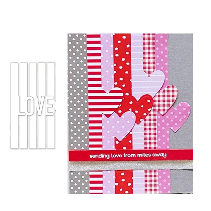 

2021 New Design Metal Cutting Dies Love Letters Strip Craft Scrapbook Handmade Knife Mould Blade Punch Stencils Dies Cut Model