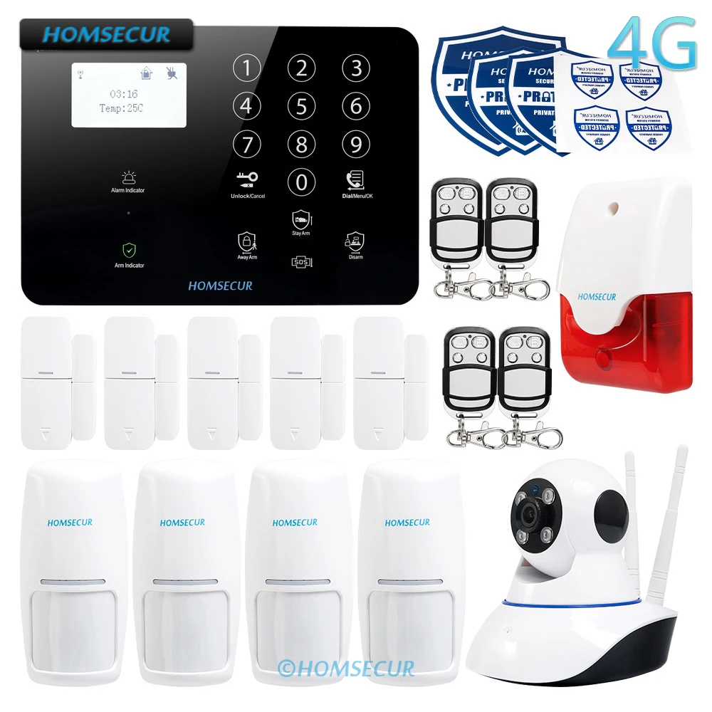 Homsecur беспроводный и проводной 4G/GSM система охранной сигнализации + беспроводная ip
