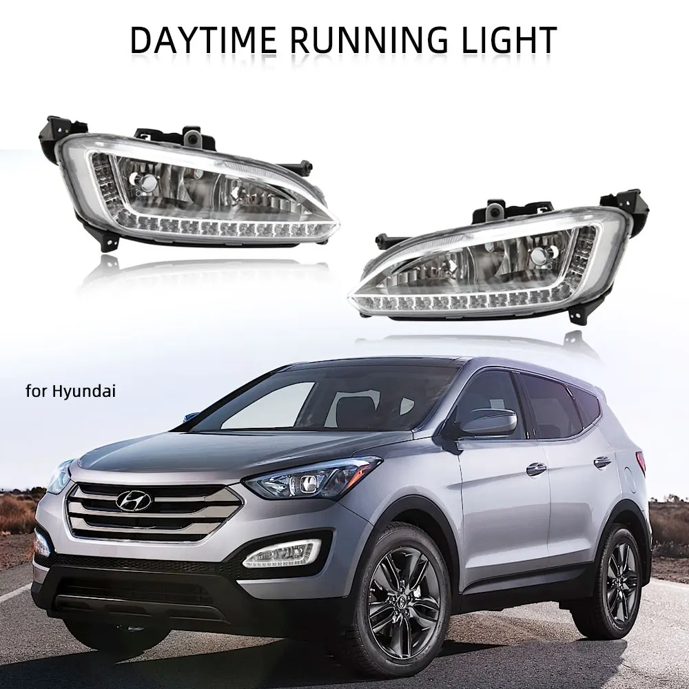 Светодиодный ные фары DRL для Hyundai Santa Fe IX45 2013 2014 2015 противотуманные s вождения