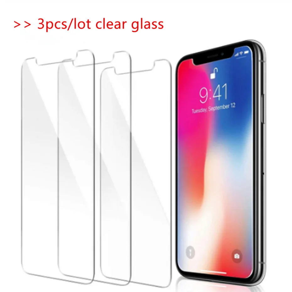 3 шт закаленное стекло для iphone X XR XS Max 11 Pro Защитное экрана 6 6s 7 8 Plus 5 5S 5c SE защитная