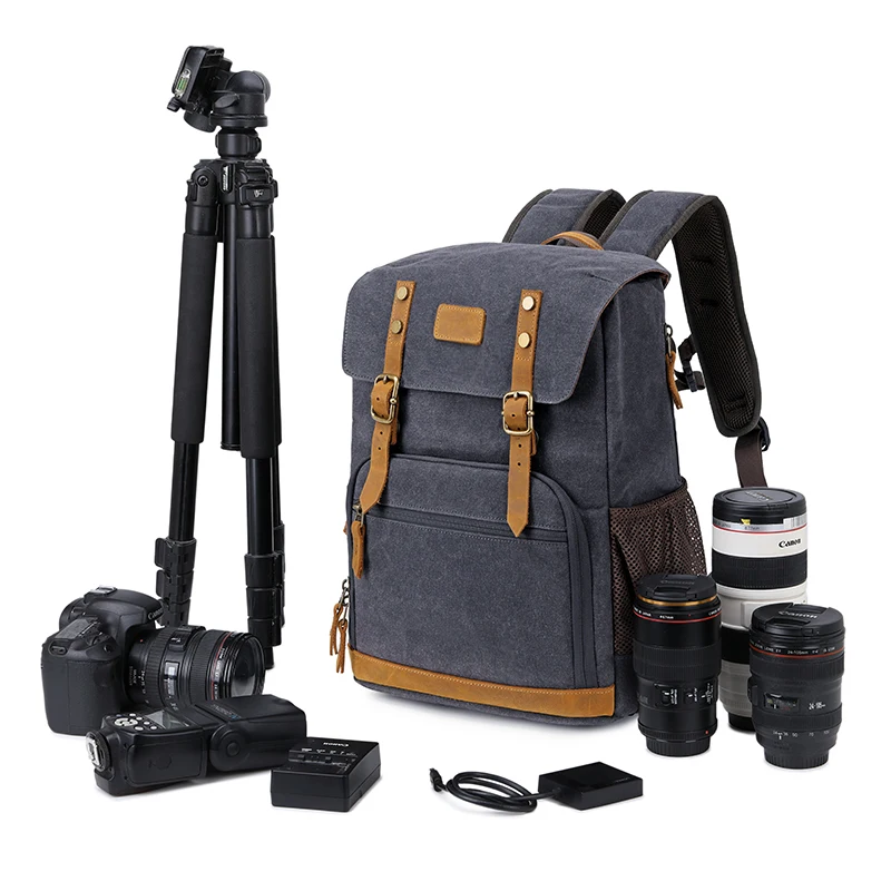 

Batik Canvas Camera Backpack Photography Tripod Bag Padded Water-resistant Lens Case for Nikon/Canon/Sony SLR Camera Accessories