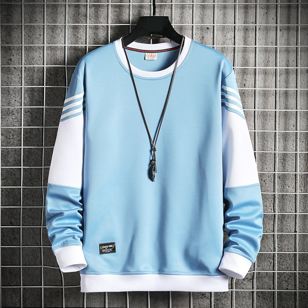 

Свитшот мужской повседневный составного кроя, уличная одежда в стиле Харадзюку, с длинным рукавом и круглым вырезом, пуловер, свитшот, топы ...