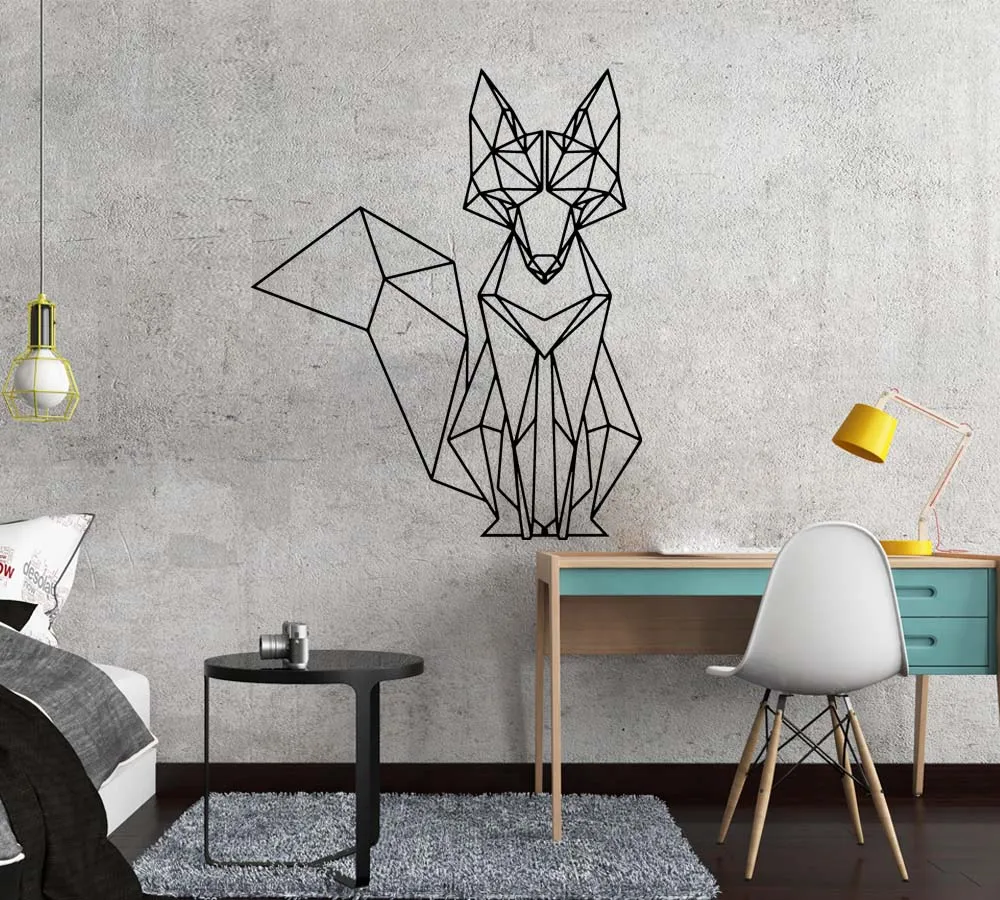 Nordic Geometric Fox Vinyl Wall Stickers Decals For Kids Rooms Home bedroom Decor living Room Decoration Mural wallstickers|Наклейки на
