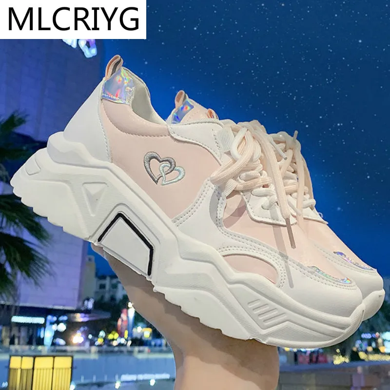 

Кроссовки женские на платформе, Вулканизированная подошва, на шнуровке, удобная повседневная прогулочная обувь, весна