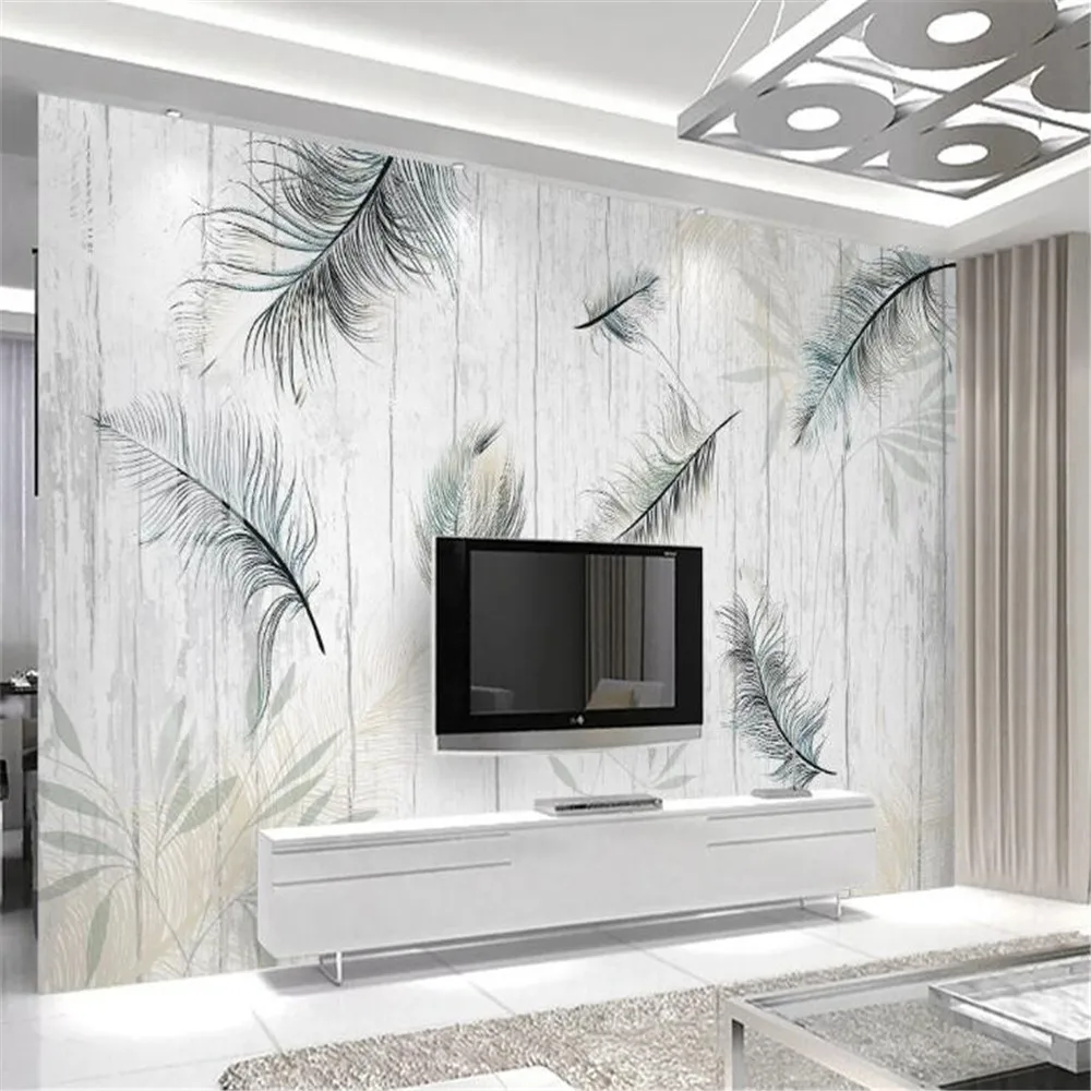 

Фотообои с рисунком листьев и перьев milofi