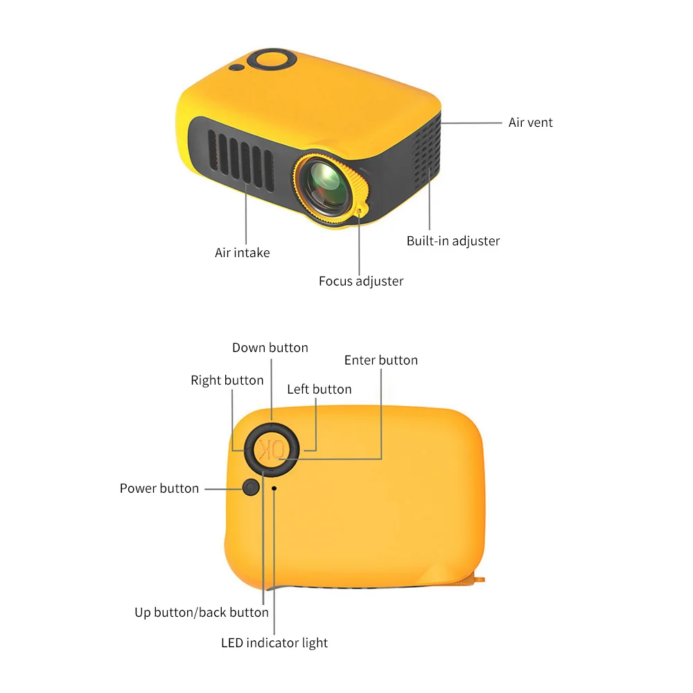 

Home theater portable mini projector, support 320x240p, LCD, 1080 hours, portable battery, EU / EE plug.