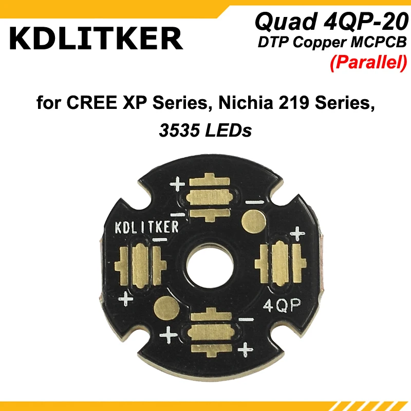KDLITKER Quad 4QP-20 DTP медный MCPCB для серии Cree XP/Nichia 219 серии/3535 светодиодов (1 шт.) | Лампы и