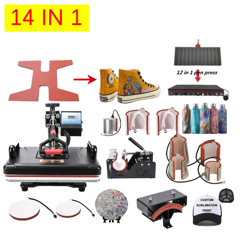 14 в 1 комбо термопресс принтер машина ручка для обуви футбольный пресс крышки