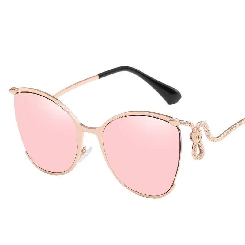 Женские солнцезащитные очки Cateye Модные Цветные зеркальные Изогнутые ноги