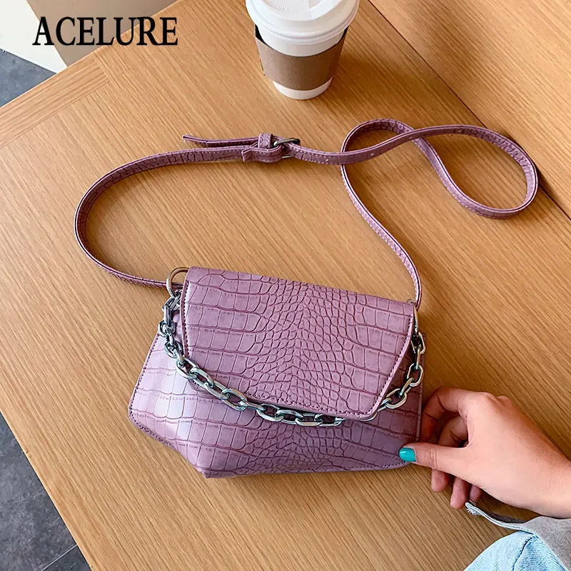 

ACELURE Solid Alligator PU Leather Small Purse Handbags for Women Fashion Designer Crossbody Shoulder Bags Ladies Phone Bags