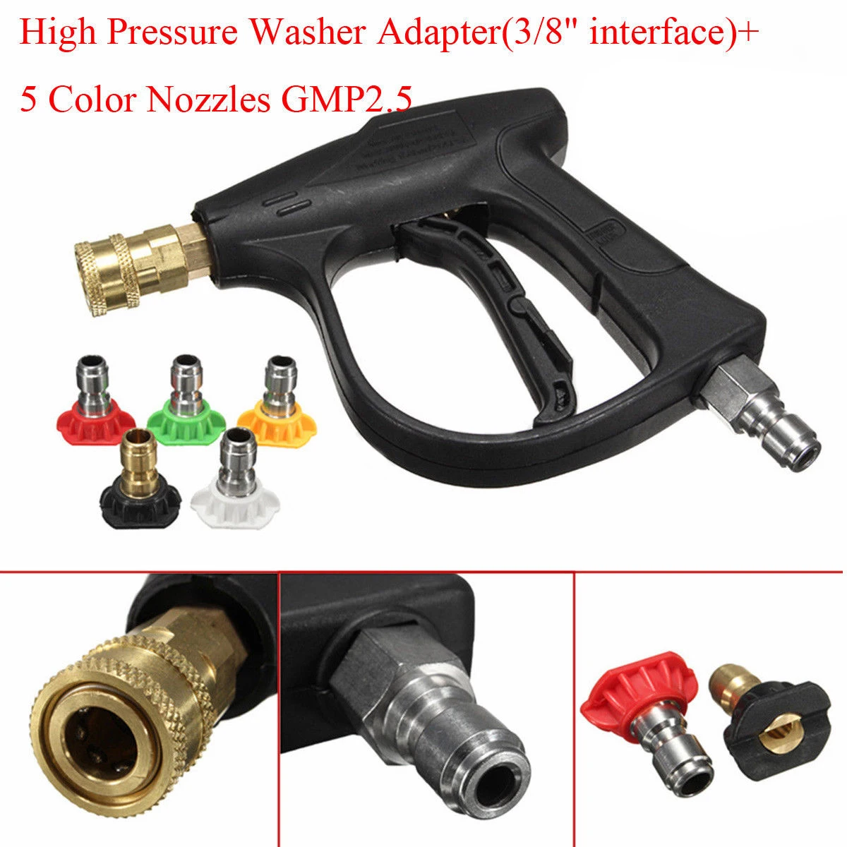 

High Pressure 5 Nozzles Washer Spray Gun 3000 PSI Jet Lance Trigger Wash Water