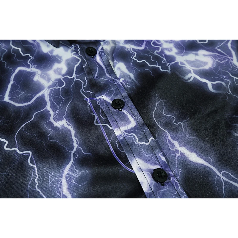 Мужская Повседневная рубашка в стиле Харадзюку панк рок с принтом молнии