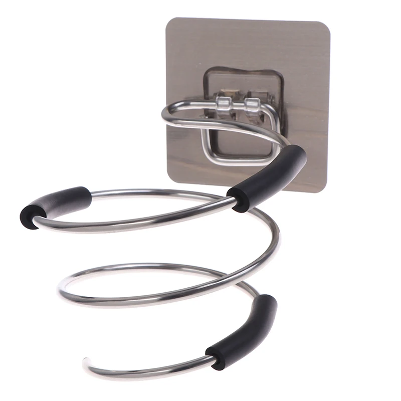 

Adhesive Wall Mounted Metal Hair Dryer Holder Spiral Hairdryer Hanging Rack Blower Organizer Shelf For Bathroom Barber
