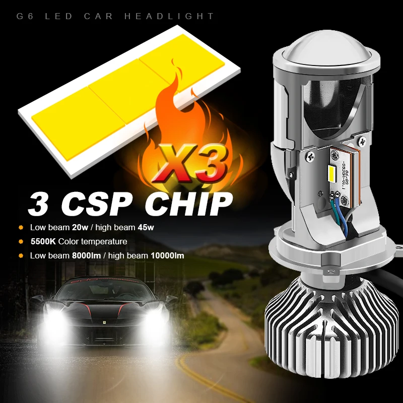 Автомобильные фары EURS 2 шт. светодиодные лампы ближнего и дальнего света G6 8000 лм |