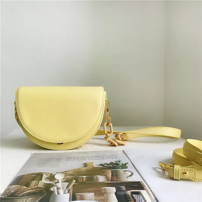 

Leather Chains Genuine Shoulder Bags Luxury Designer Semicircle Women Messenger Bags 2021new Ladies Hand Bags Bolsas Feminina