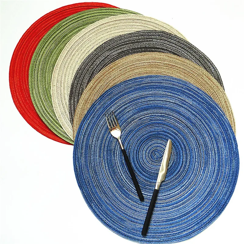 

Cotton Yarn Round Placemat No-slip Dining Table Mat Disc Bowl Pads Drink Coasters Pot Holder Insulation Pad Kitchen Decor