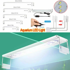 Aquarium LED Light Super Slim Fish Tank Aquatic Plant Grow Lighting Waterproof Bright Clip Lamp Blue LED 18-58cm for Fish Tank