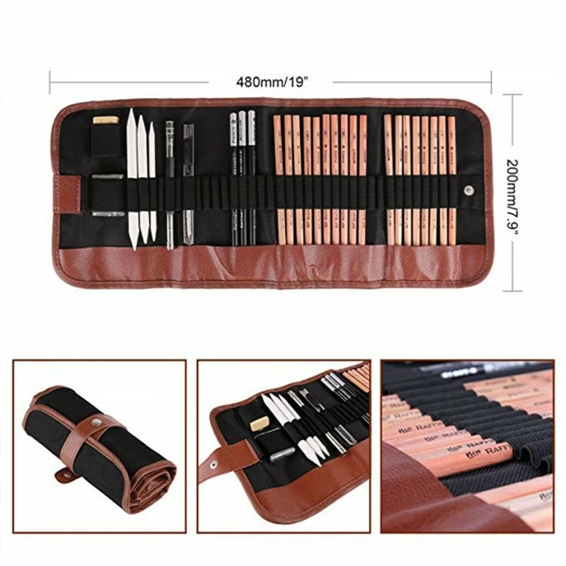 

Sketching Pencil Set Drawing Pencils and Sketch Kit 29-Piece Complete Artist Kit Includes Graphite Pencils Charcoal HCCY