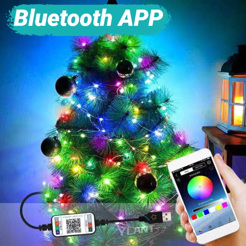 

5 в USB Bluetooth APP полноцветный кабель точечный контролируемый Волшебный фонарь модель Рождественского украшения сказосветильник гирлянда