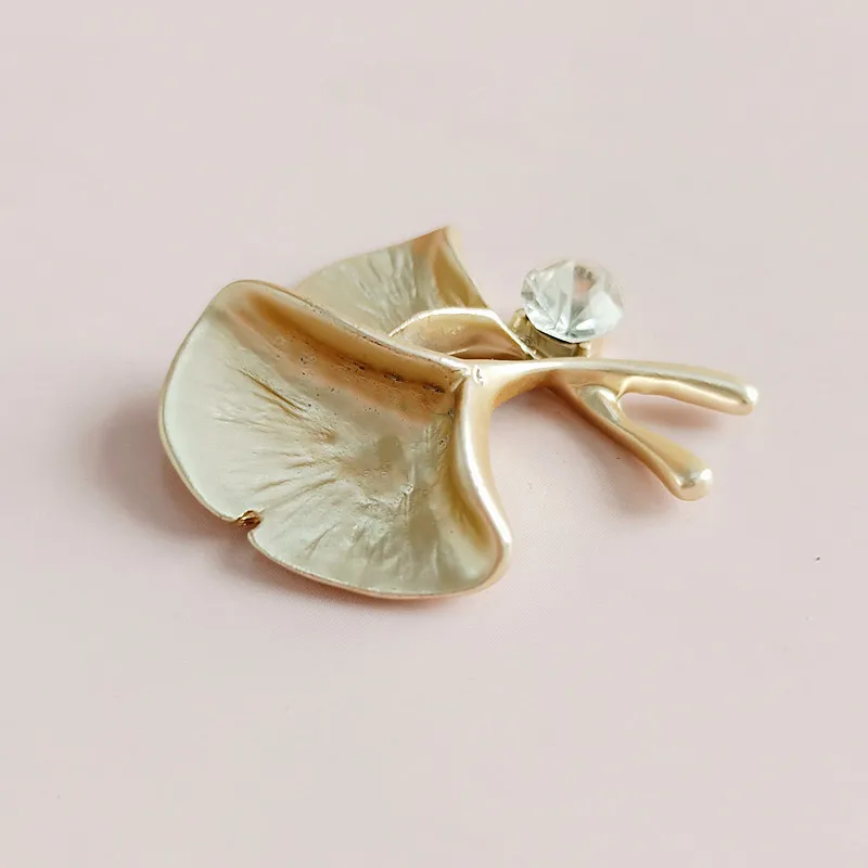 10 шт./лот горный хрусталь Ginkgo Leaf Sub gold сплав аксессуары DIY креативный чокер Лист